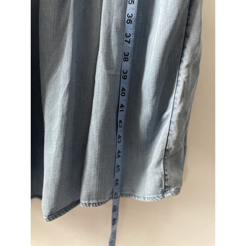 LOFT Tiered Dress Sleeveless Blue Chambray Women's Size L - Picture 8 of 11
